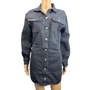 ZARA  Denim Mini Dress Long Sleeve   Women Black Size S